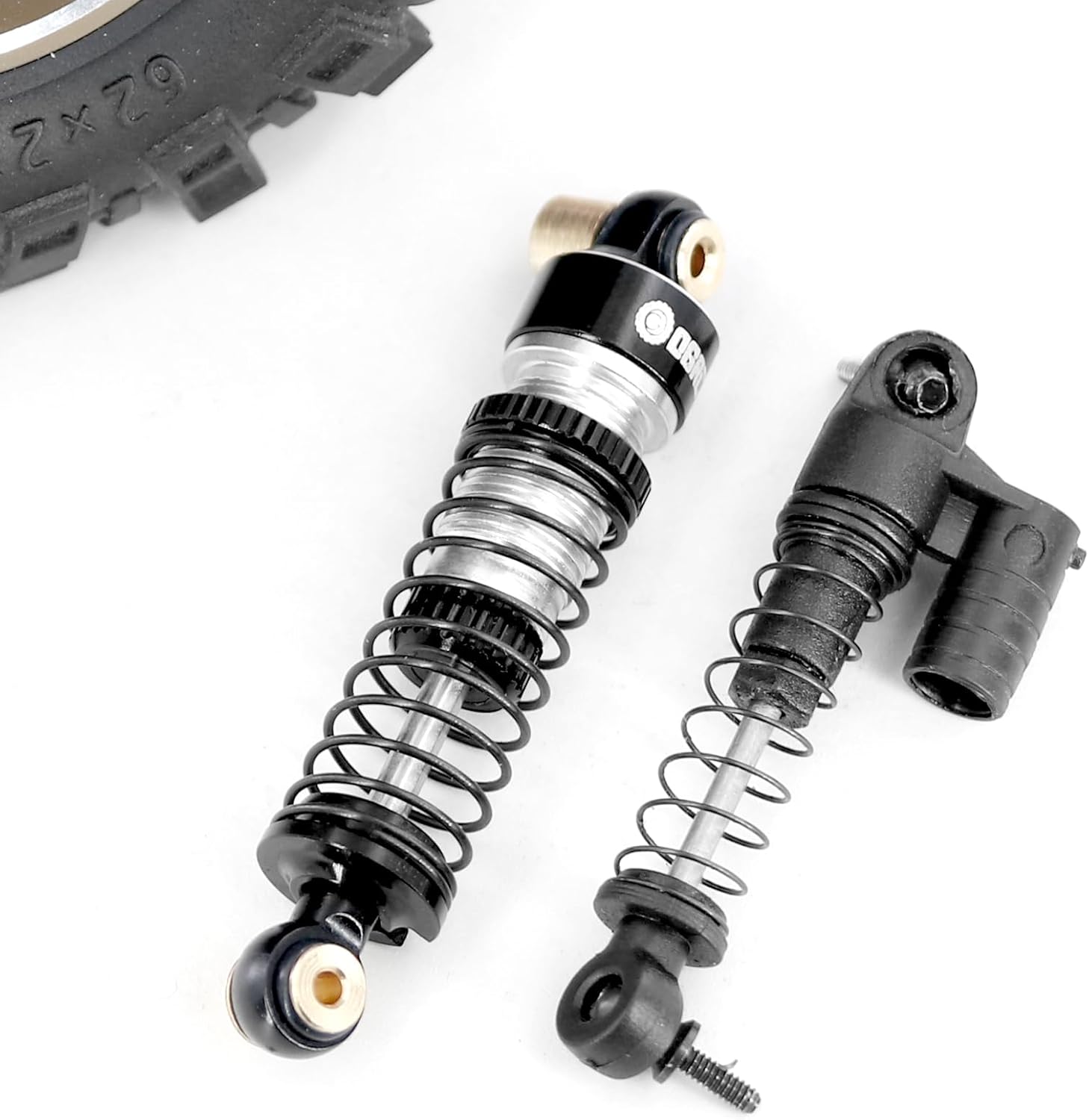OGRC 42mm Double Spring Big Bore Oil Shock Absorber for Axial 1/24 SCX24 AX24 Upgrade Parts (Silver)