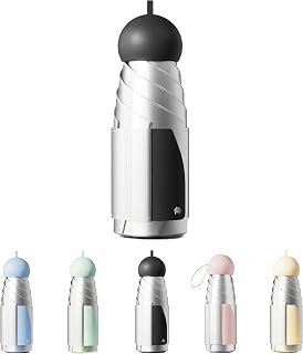 Mini Travel Umbrella with Carrying Pouch, 7.1" Compact Pocket Size for Rain & Sun, Odorless TiO2 Titanium UV Protection, Nano Waterproof Bionic Windproof Purse Umbrella for Women