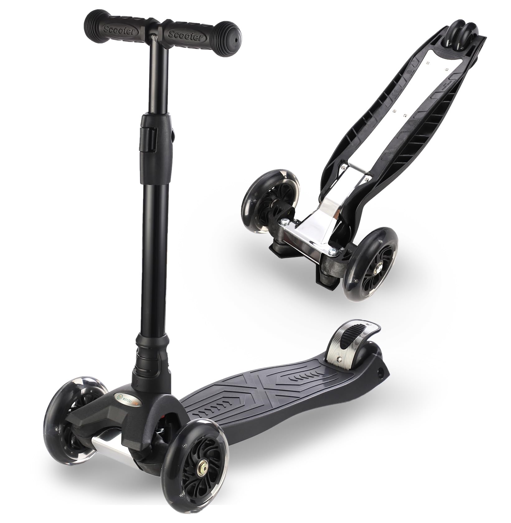 3 Wheel Scooter for Kids Ages 6-12,Kids Scooter with Light Up Wheels, Sturdy Deck Design, and 4 Height Adjustable Suitable for Kids Ages 3-12