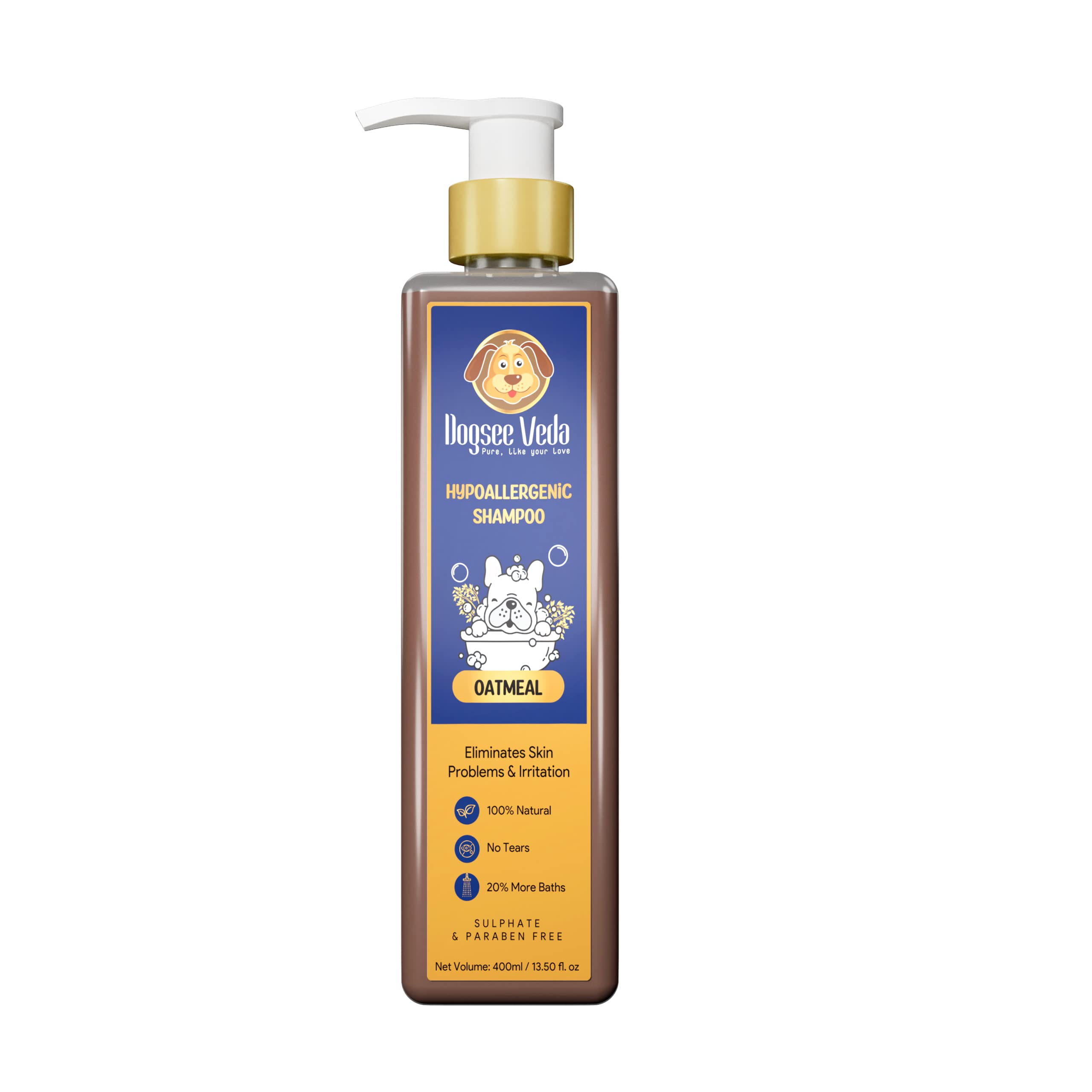 Dogsee Veda Oatmeal Hypoallergenic Dog Shampoo 400 ml | Anti-Itch, Anti-Inflammatory & Moisturizing | Ayurvedic, Sulfate-Free & Paraben-Free |Pet Shampoo for Sensitive Skin| Safe for Puppy, Labrador