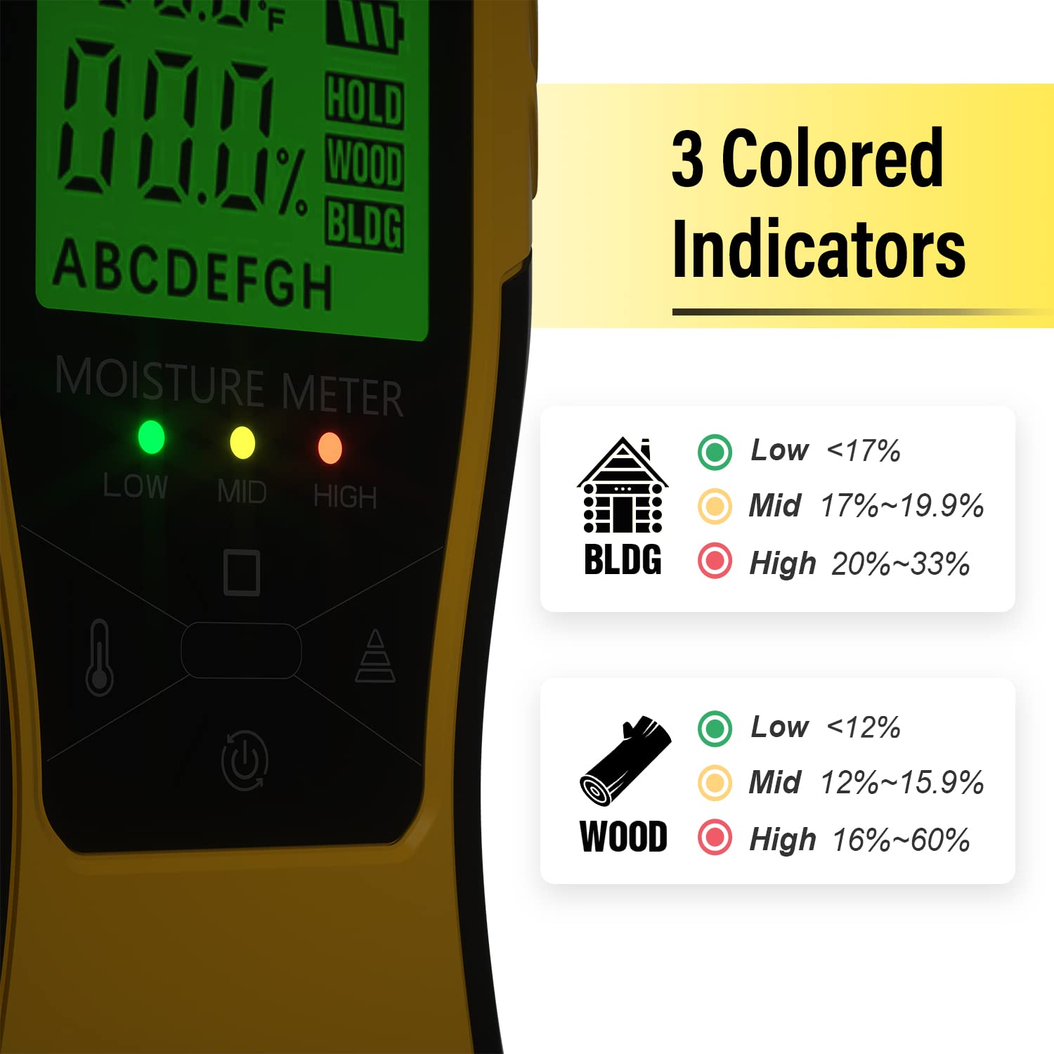 Buy AZUNO Wood Moisture Meter, PinType Wood Humidity Detector with 8