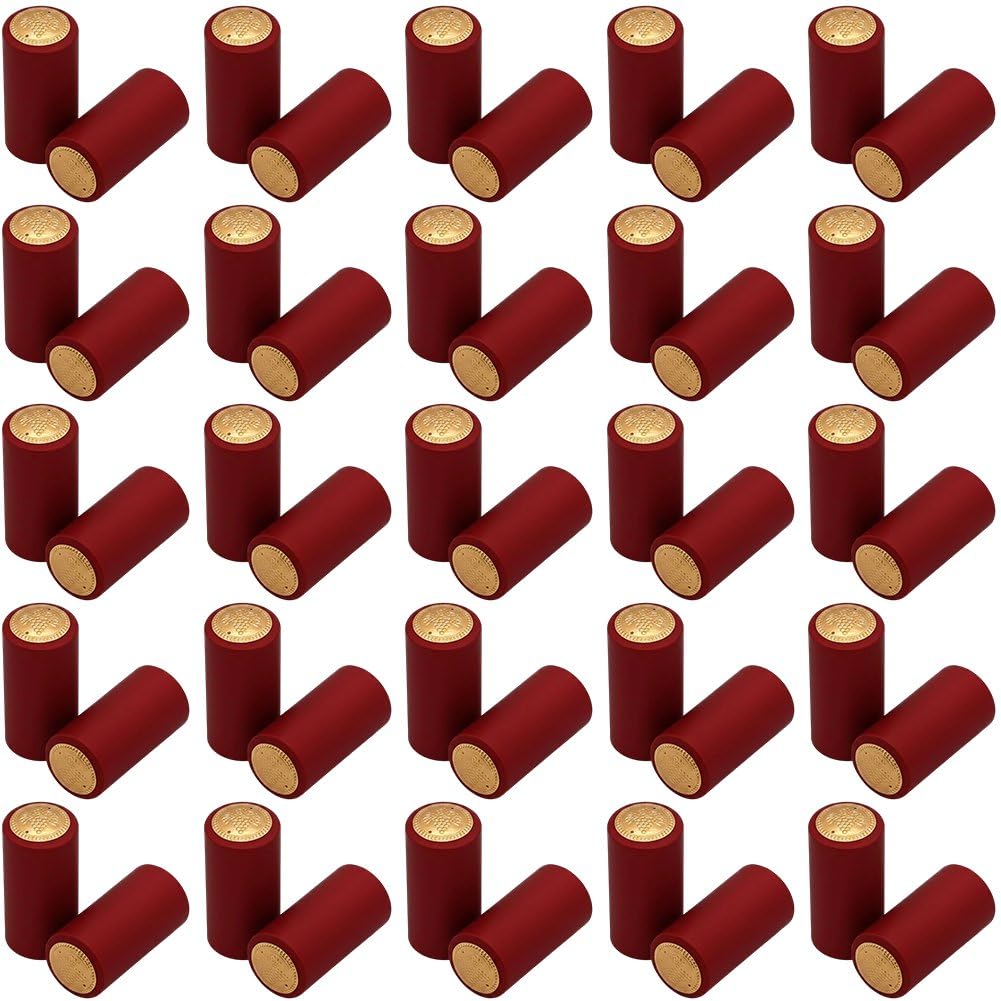 Ppmter 200 Pcs Wine Sealer for Bottles, PVC Heat Shrink Capsules Bottle Caps Wine Shrink Wrap Seals Sleeves for Wine Making Cellars and Home Use