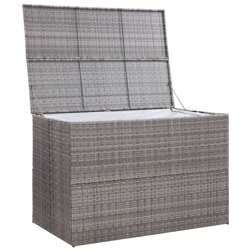 Makastle Gartenbox Auflagenbox Kissenbox Gartentruhe Truhe Box Aufbewahrungsbox Auflagenkiste Polyrattan Gartentruhe Aufbewahrungstruhe Grau 150x100x100 cm