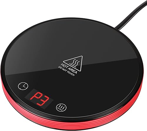 Calentador de café inteligente para escritorio, 8 horas de apagado automático, 3 ajustes de temperatura, ajuste de temporizador apagado después de