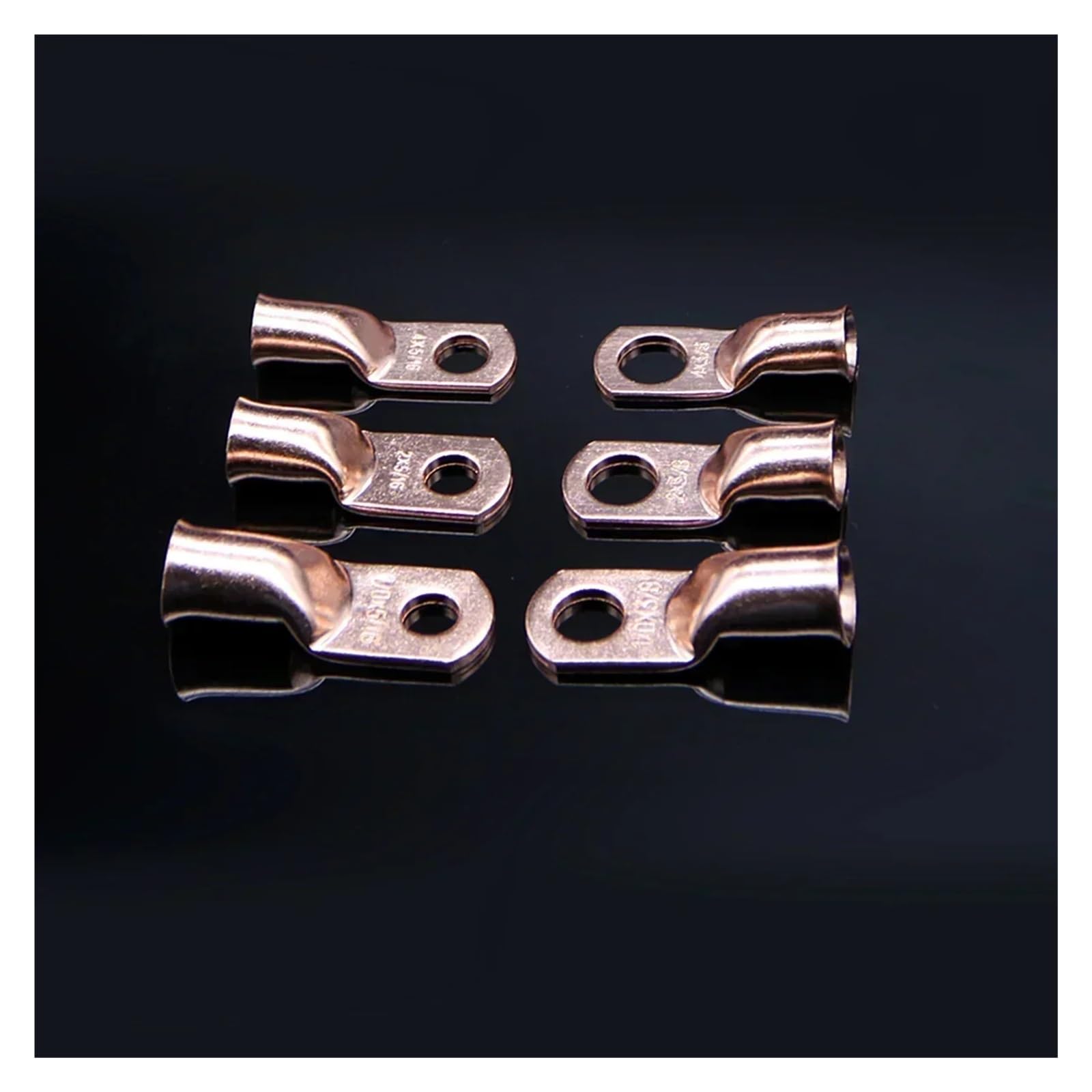 Kit surtido de 50 terminales de anillo for cables de cobre de 1/0 AWG, 2 AWG y 4 AWG, conectores de cable eléctrico de 3/8" y 5/16".
