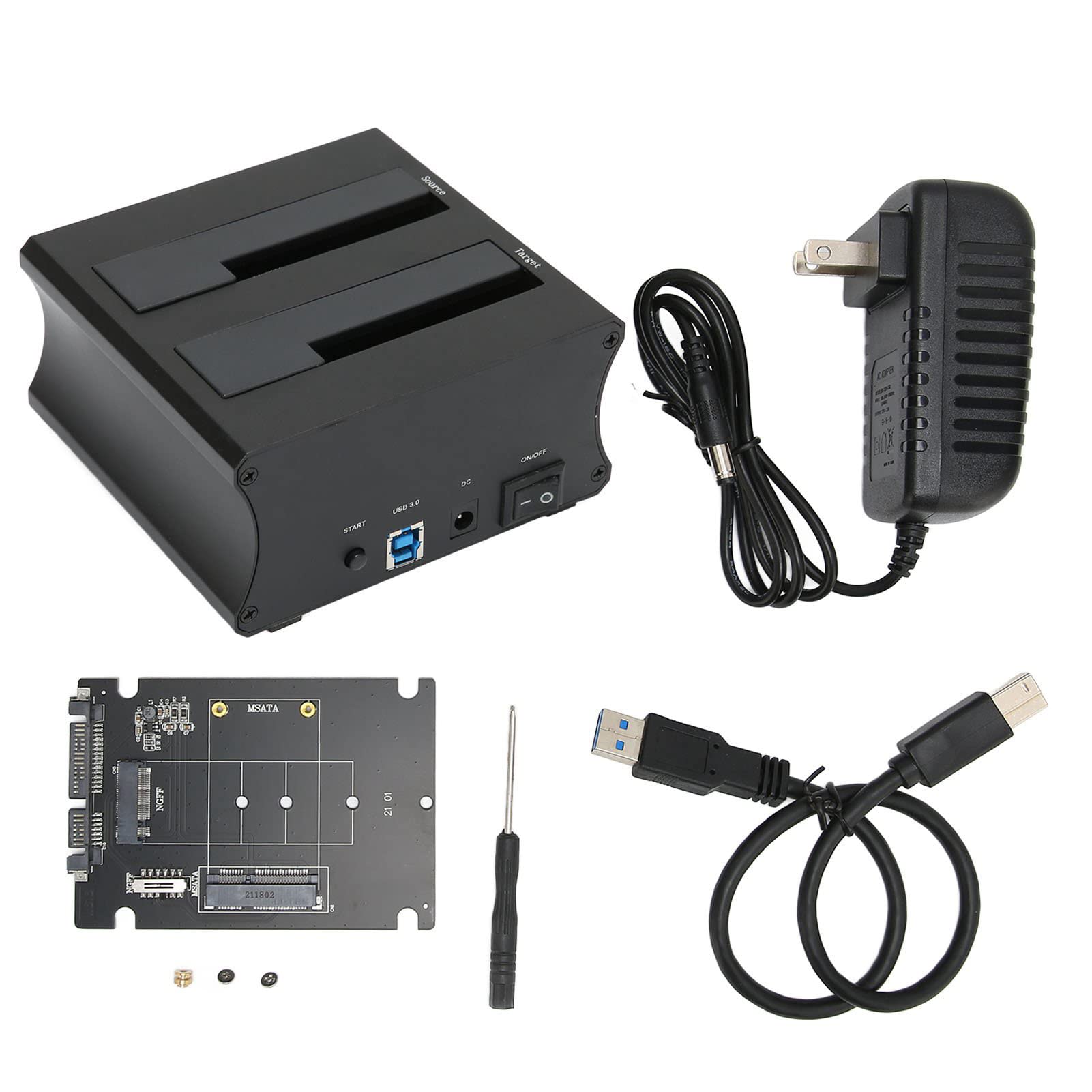 Stacja dokująca USB3.0 z zewnętrznym dyskiem twardym, z adapterem NGFF M.2/mSATA, funkcją klonowania w trybie offline, 6Gbps Dual Bay HDD Docking Station (EU)