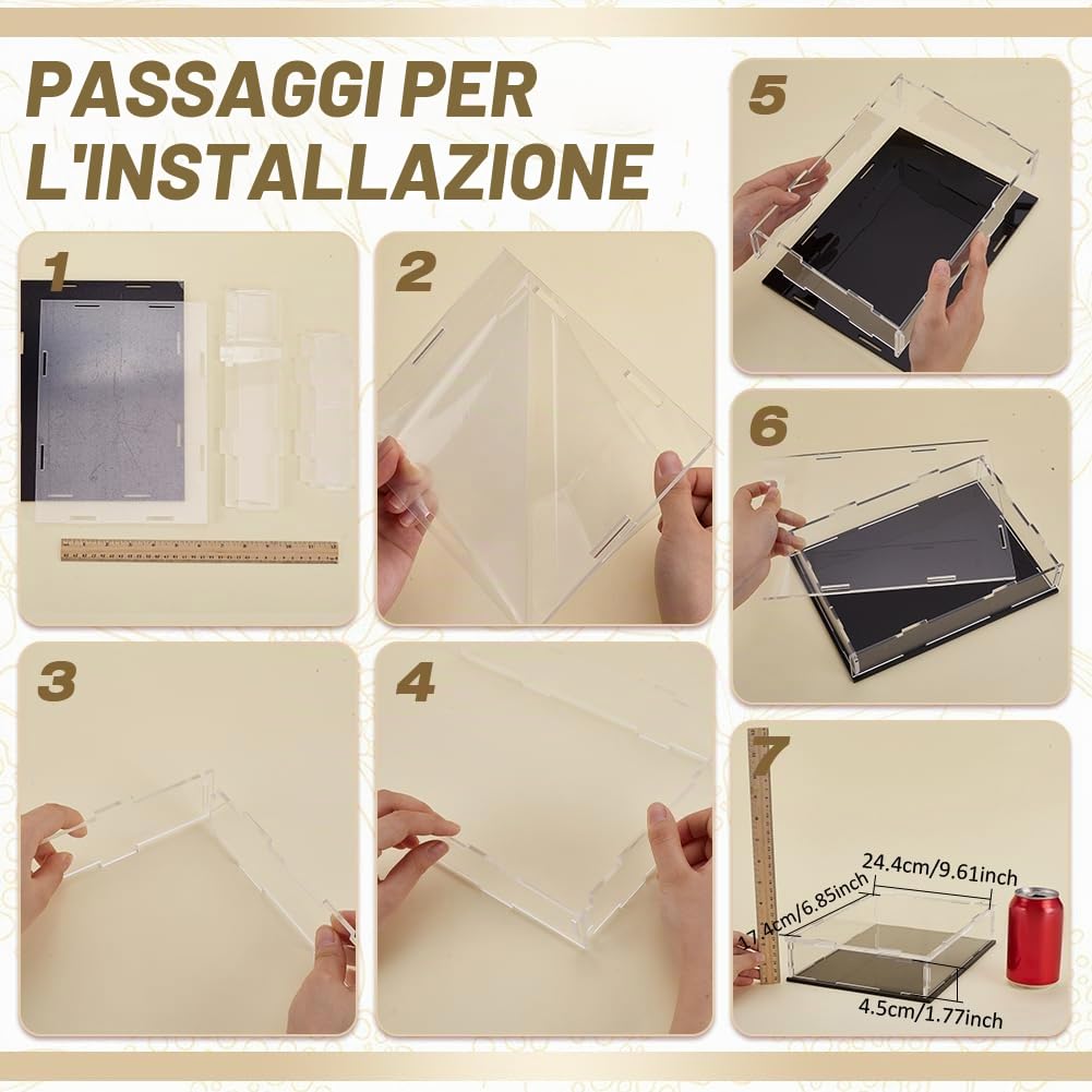 FINGERINSPIRE Vetrina Libro Acrilico Assemblare Scatola Trasparente Sfondo Nero Coperchio Display per La Visualizzazione e L'Organizzazione di Libri