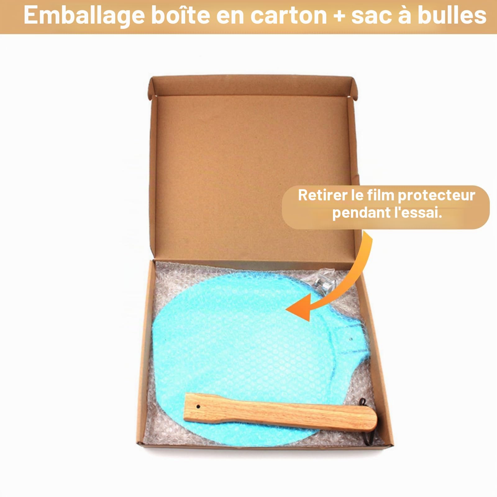Grande pelle à pizza pliable de 30,5 cm en aluminium avec longue poignée amovible pour la cuisson du pain maison