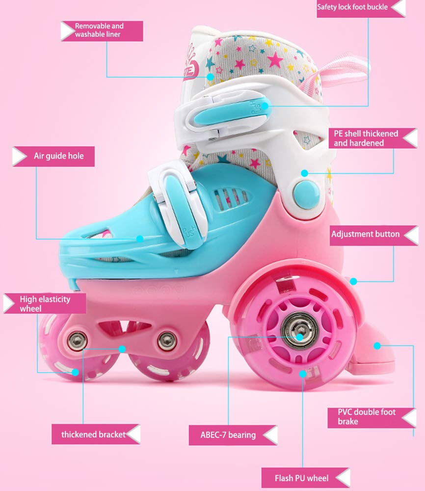 Giovani Bambini Pattini Set Completo Flash Pattini a rotelle per Principianti Pattini a rotelle