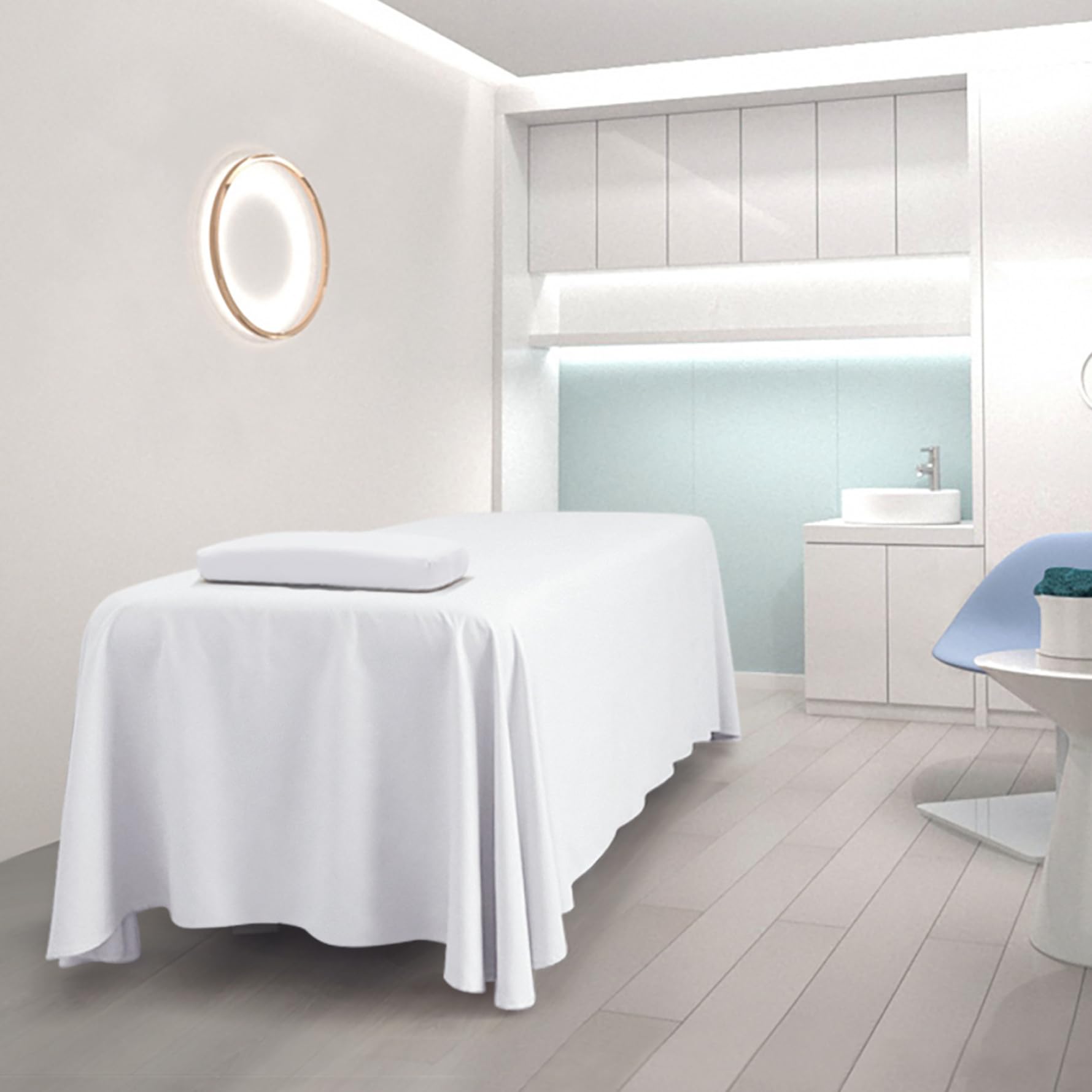 Sábanas para camilla de masaje, Sábana de masaje gruesa tipo gofre con orificio para la cara, funda de cama de belleza lavable y transpirable para camas de 190x80 cm (blanco)