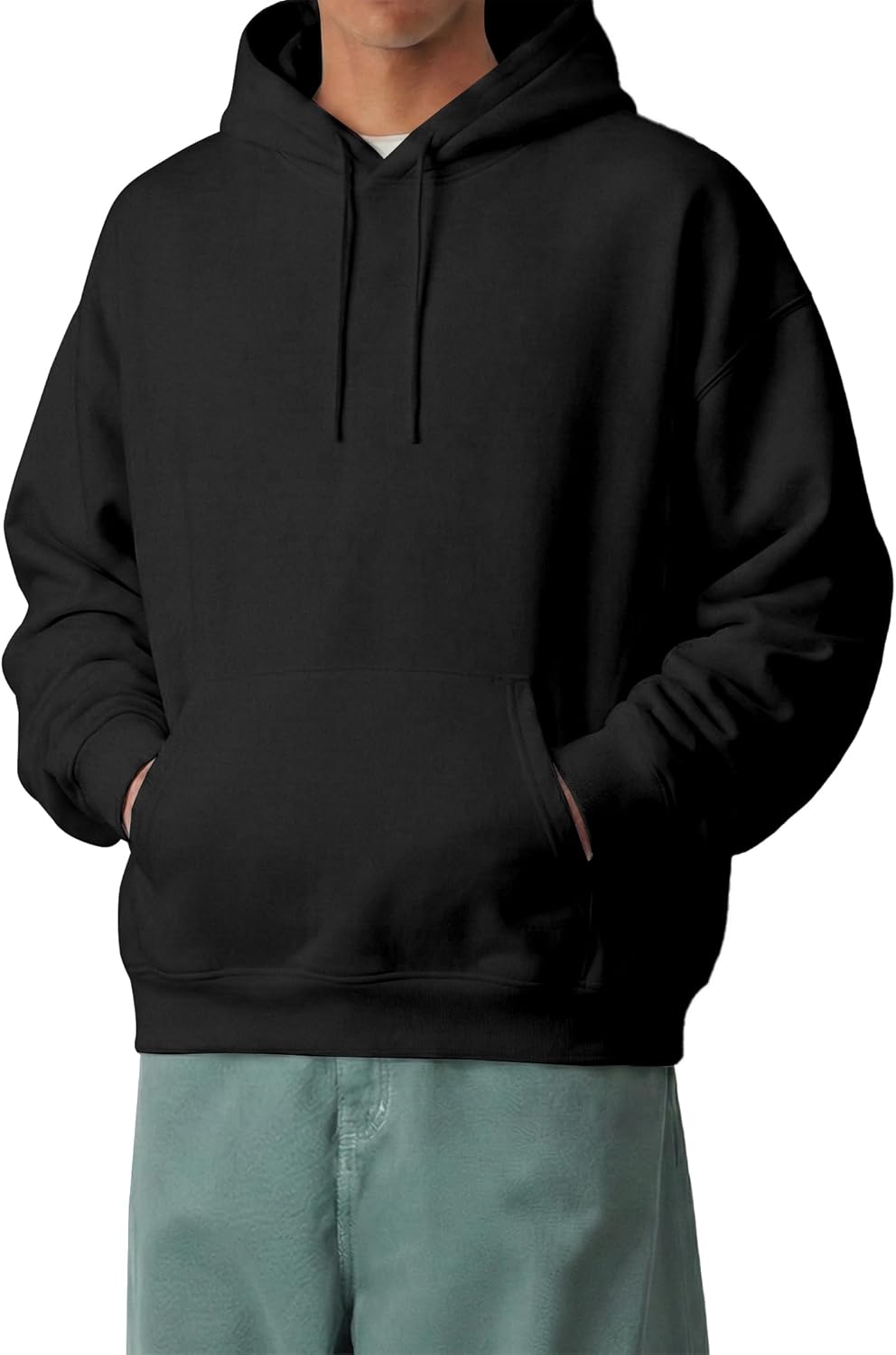Mens Casual Cotton Hooded Collar Drawstring Hoodies Pullover Sweatshirts Long Sleeve Shirts