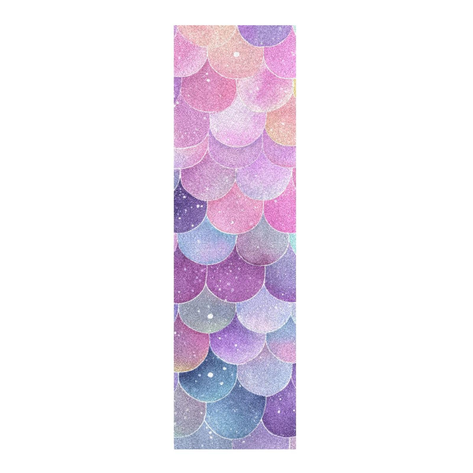Nastro antiscivolo per skateboard, 111 x 25 cm, per longboard, skateboard, scooter, carta vetrata, antiscivolo, acquerello, squame di sirena, colori