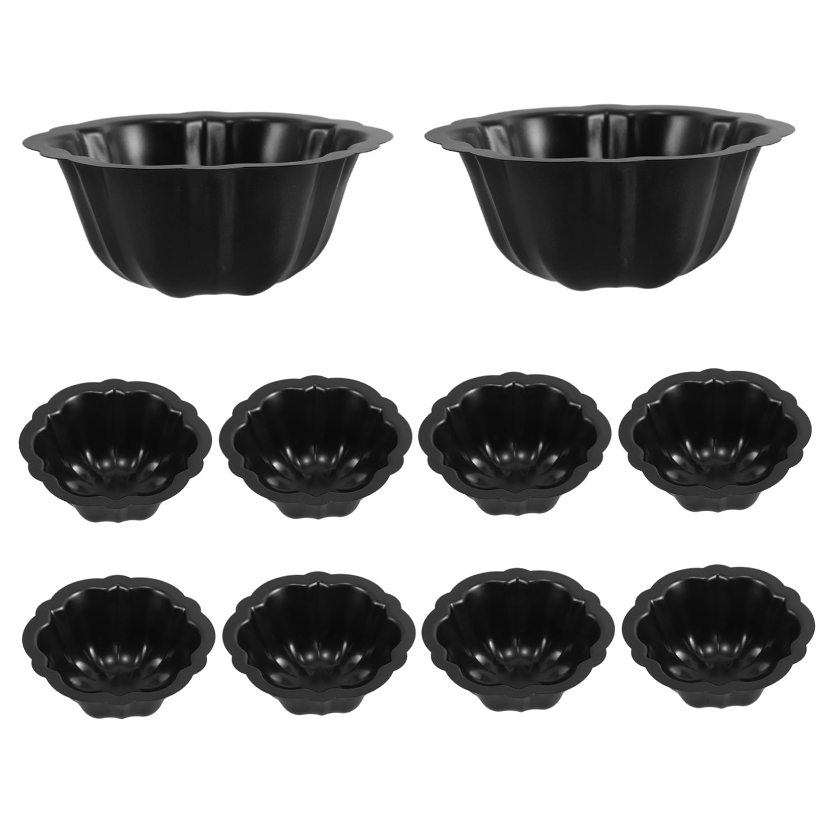 Didiseaon Moldes para Pasteles Pequeños, 10 Piezas, Acero al Carbono Recubrimiento Antiadherente, Negros, Ligeros y Fáciles de Guardar, para Fiestas y Horneado en Casa