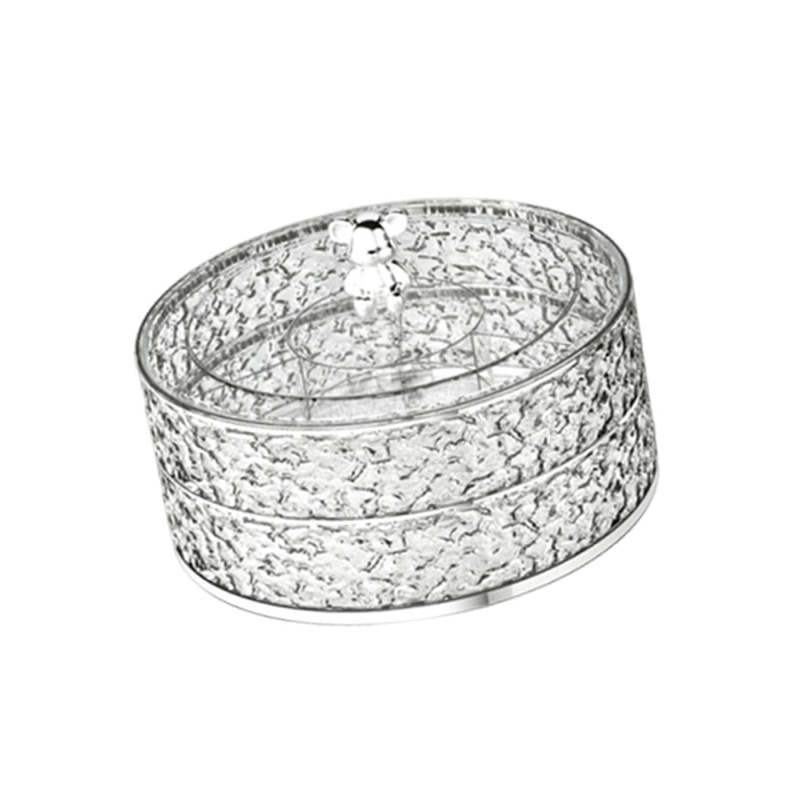 Organisateur de Goûter avec Plateau de Rangement Rotatif Rond, Assiette de Service Compartimentée, Boîte à Goûter et Bol à Légumes, Fabriqué en Polypr, Argent Clair