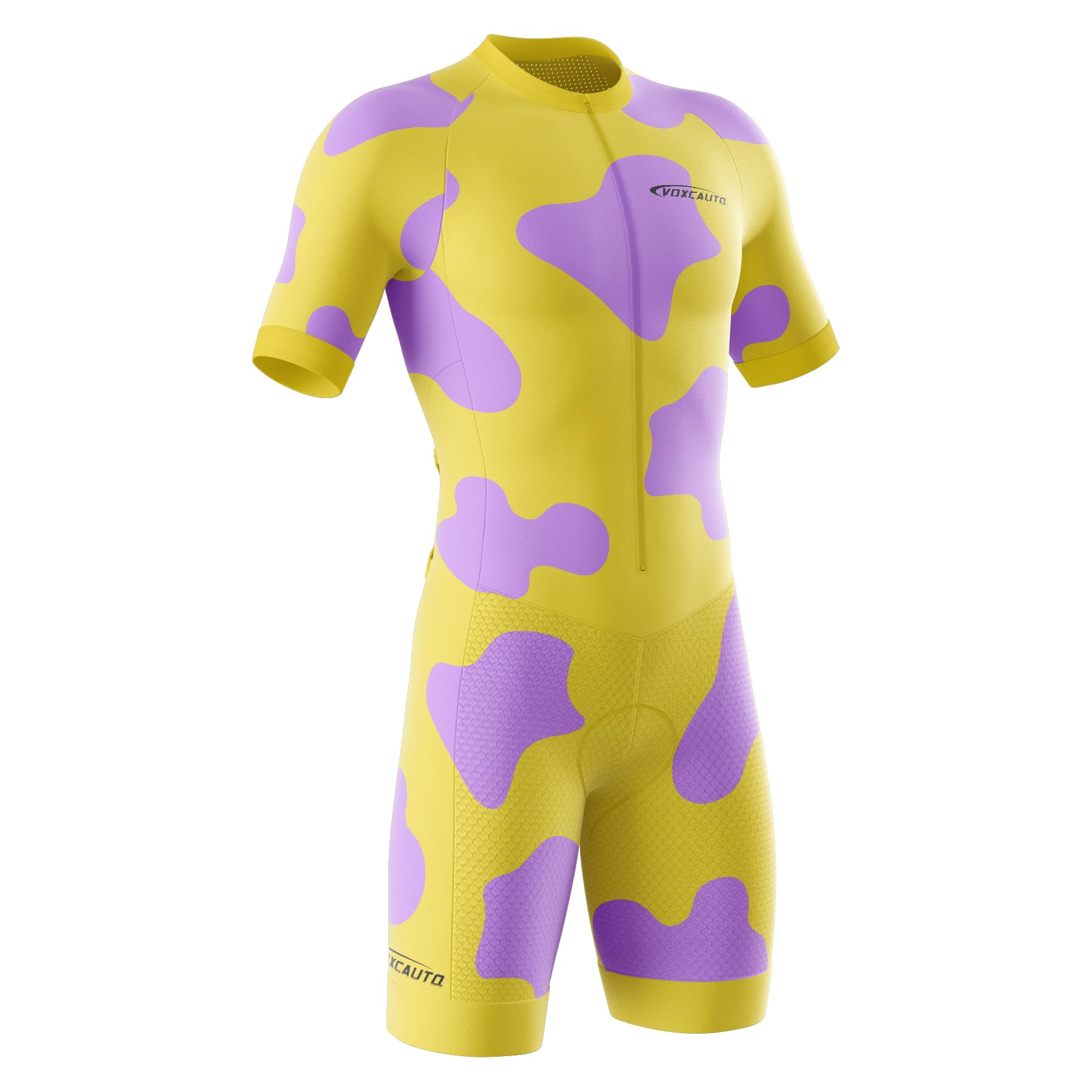 Herren Pro Fahrrad Skinsuit Kurzarm,Triathlon Anzug Herren,Einteiliges Radtrikot,Trisuit Einteiler,Triathlonanzug,3 Taschen für Wettkampf Run, Cycle,Swim,Strumpfhosen