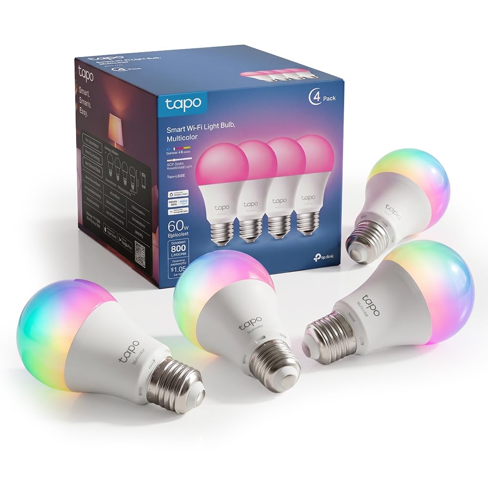 Ampoule connectée WiFi Tapo L530E E27 multicolore dimmable 8.7W lot de 4