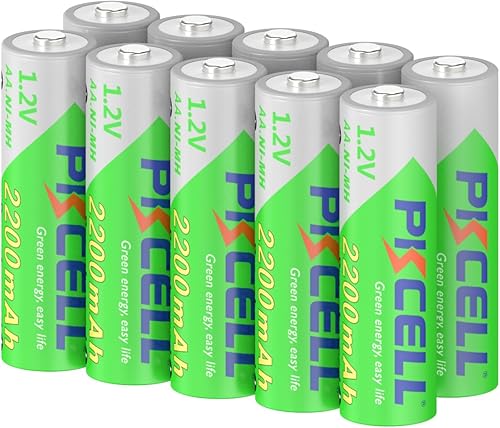 PKCELL Paquete de 10 baterías recargables AA de 2200 mAh, pilas alcalinas de alto rendimiento 2200 mAh