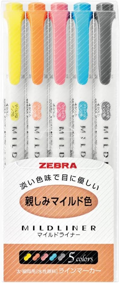 ZEBRA Highlighter Mildliner, 5 Friendly Color Set (WKT7-N-5C)