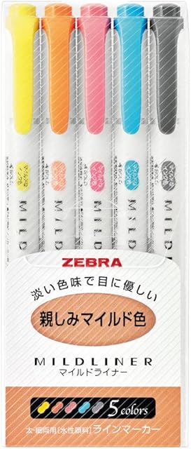 Zebra MILDLINER WKT7-5C (5-Color Set) / WKT7-5C-RC (5-Color Set) / WKT7-5C-NC (5-Color Set) / WKT7-N-5C (5-Color Set) +Epoxy Sticker