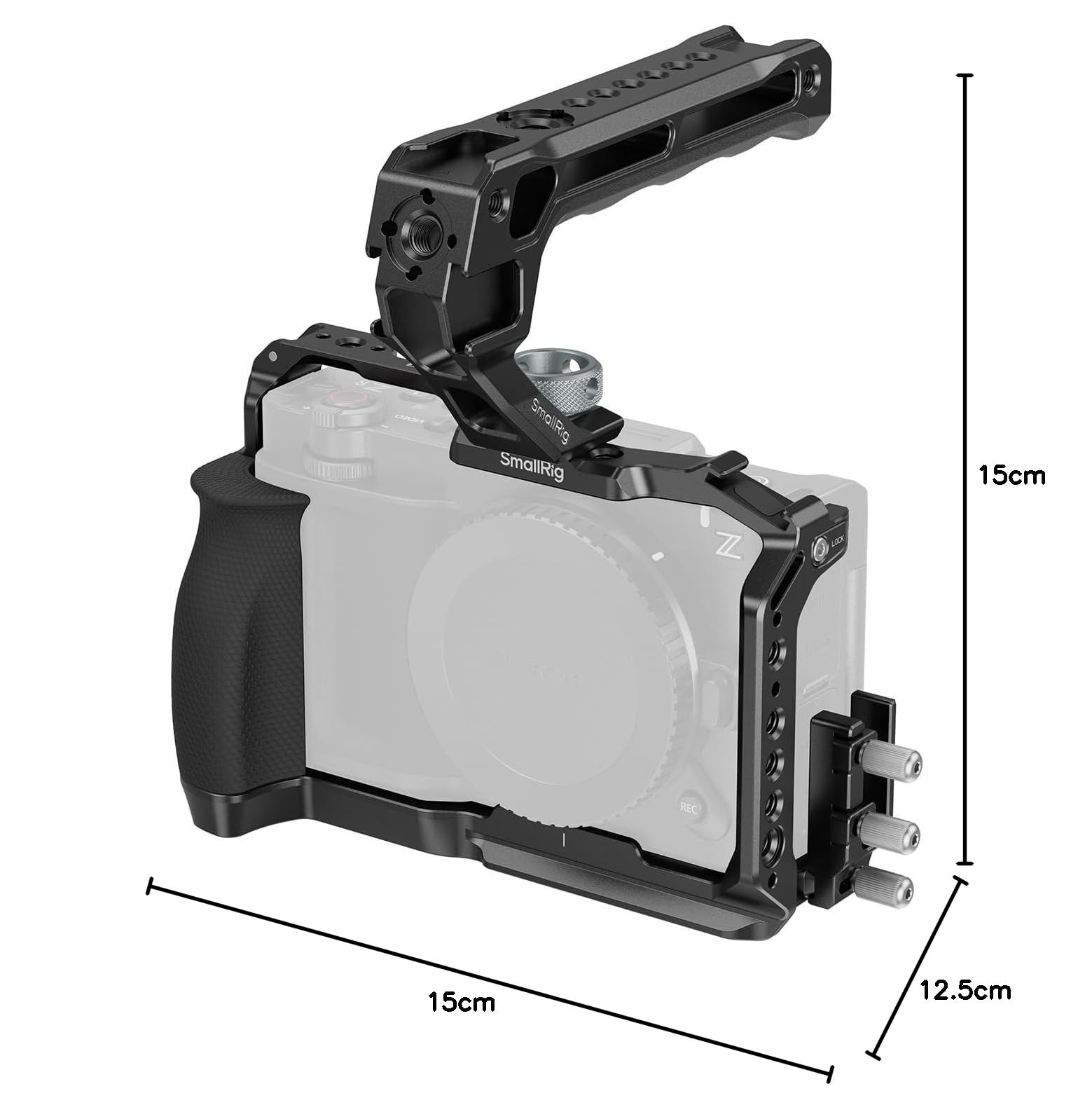 SmallRig Kit Gabbia per Fotocamera per Nikon ZR con Impugnatura in Silicone, Maniglia Superiore per ARRI, Morsetto per Cavo HDMI, Freddo Integrata e Piastra a Sgancio Rapido per Arca - 5647