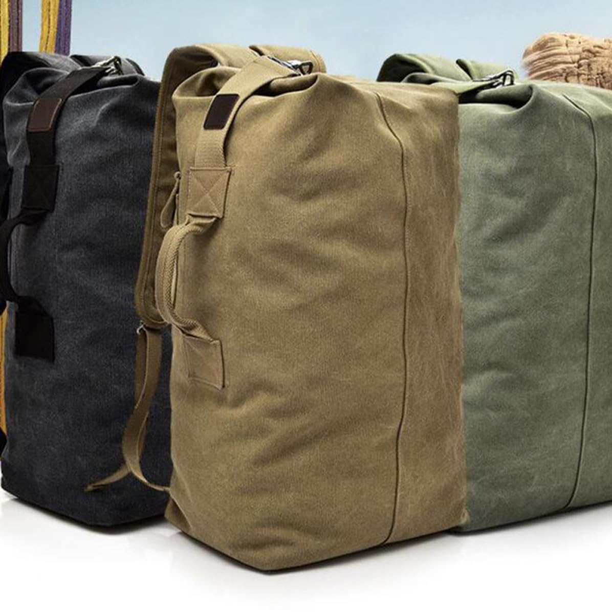 Großer Aktualisierte Version für Herren mit Viel Stauraum Rucksack Canvas Laptop und Komfortablen Tragegurten Kleiner Reiserucksack für Outdoor und Büro