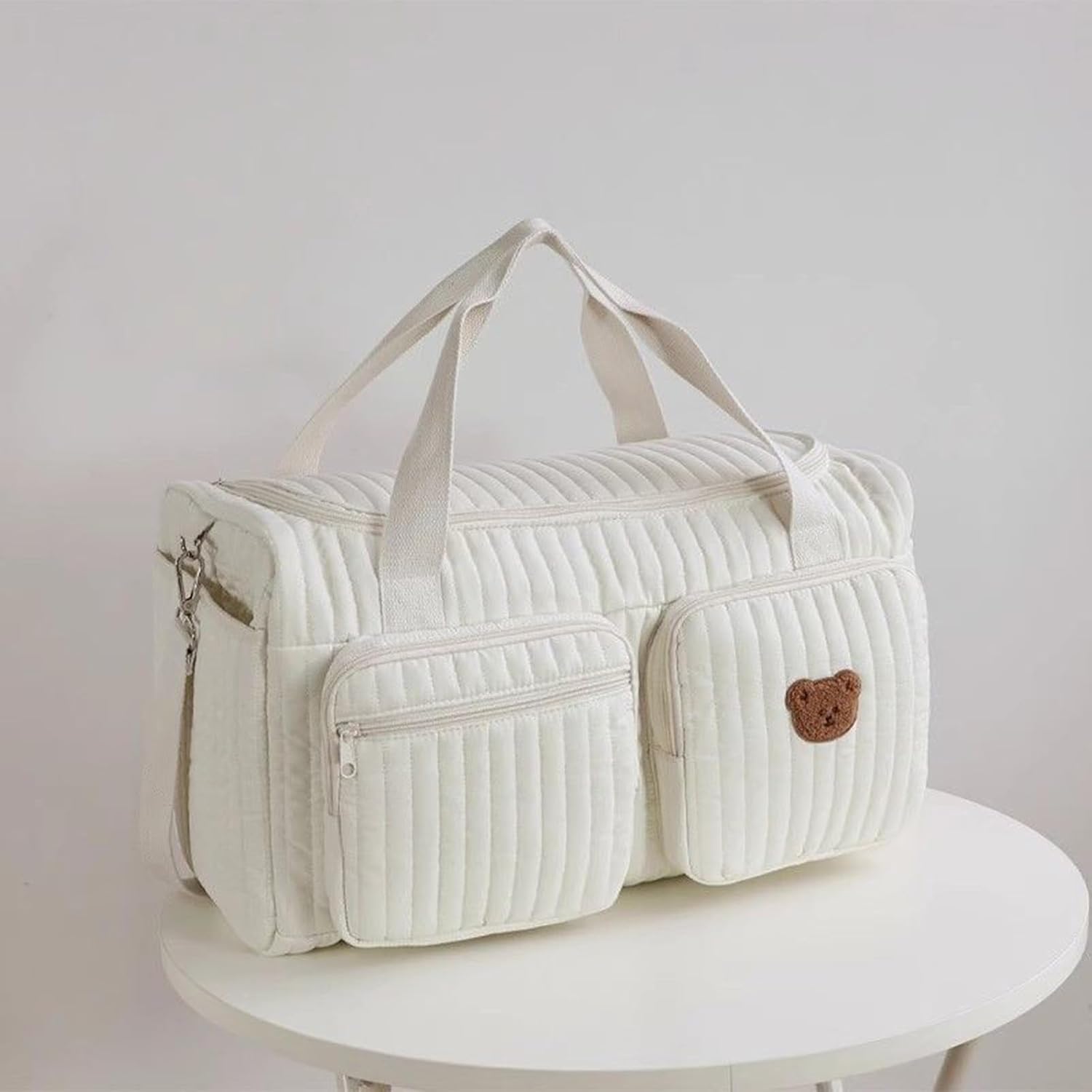 Diaper Organizer Bag - Quilted Storage Tote with Zipper Pockets,Shoulder Stroller Organizer - for Mom, New Parents, Travel, Weekend Trips, Outgoing, Vacation