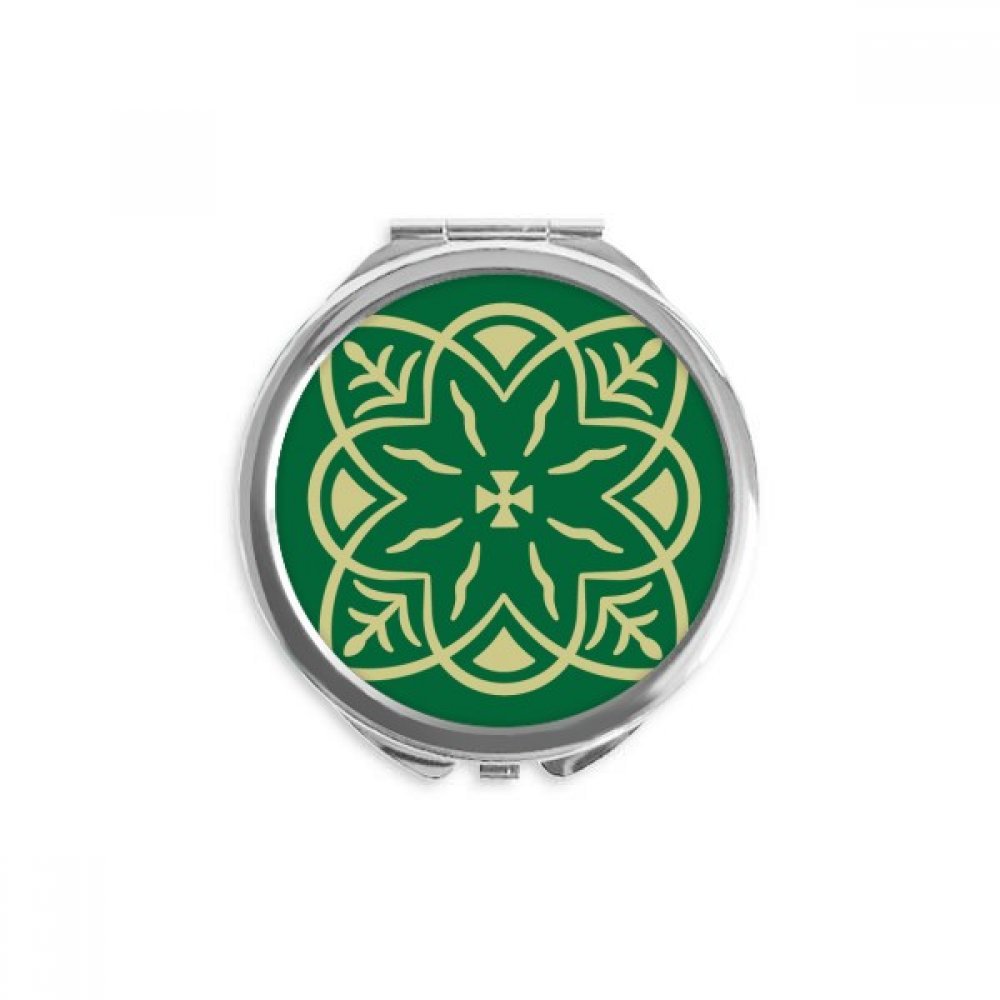 Espejo de bolsillo redondo estilo Talavera verde para retoques de maquillaje 5