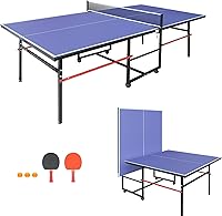 PeakPursuit 9FT/8FT/6FT Foldable Ping Pong Table - Professional Indoor/Outdoor Table Tennis Set with Playback Mode, 2 Paddles & 3 Balls