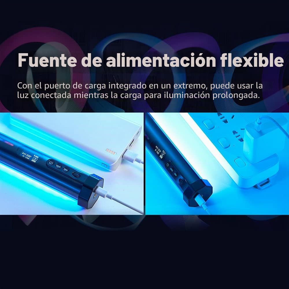 Godox TL30 RGB Tubo de luz LED 8W 2700K-6500K Batería de Litio incorporada Smartphone App Control (lámpara única)
