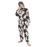 Christmas Onesie Jumpsuits Pajamas One-Piece Sleepwear Zip Up Hooded Pajamas with Pockets Size 4T-14Y