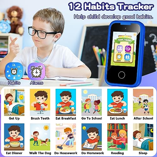 Image of Kids Phone for Boys, Christmas Birthday Gifts for Boys Girls Ages 3-10 | Kids Toys Cell Phone, 2.8 inch Touchscreen Toddler Learning Play Toy Phone with Dual Camera, Game, Music Player, 8GB Card Blue