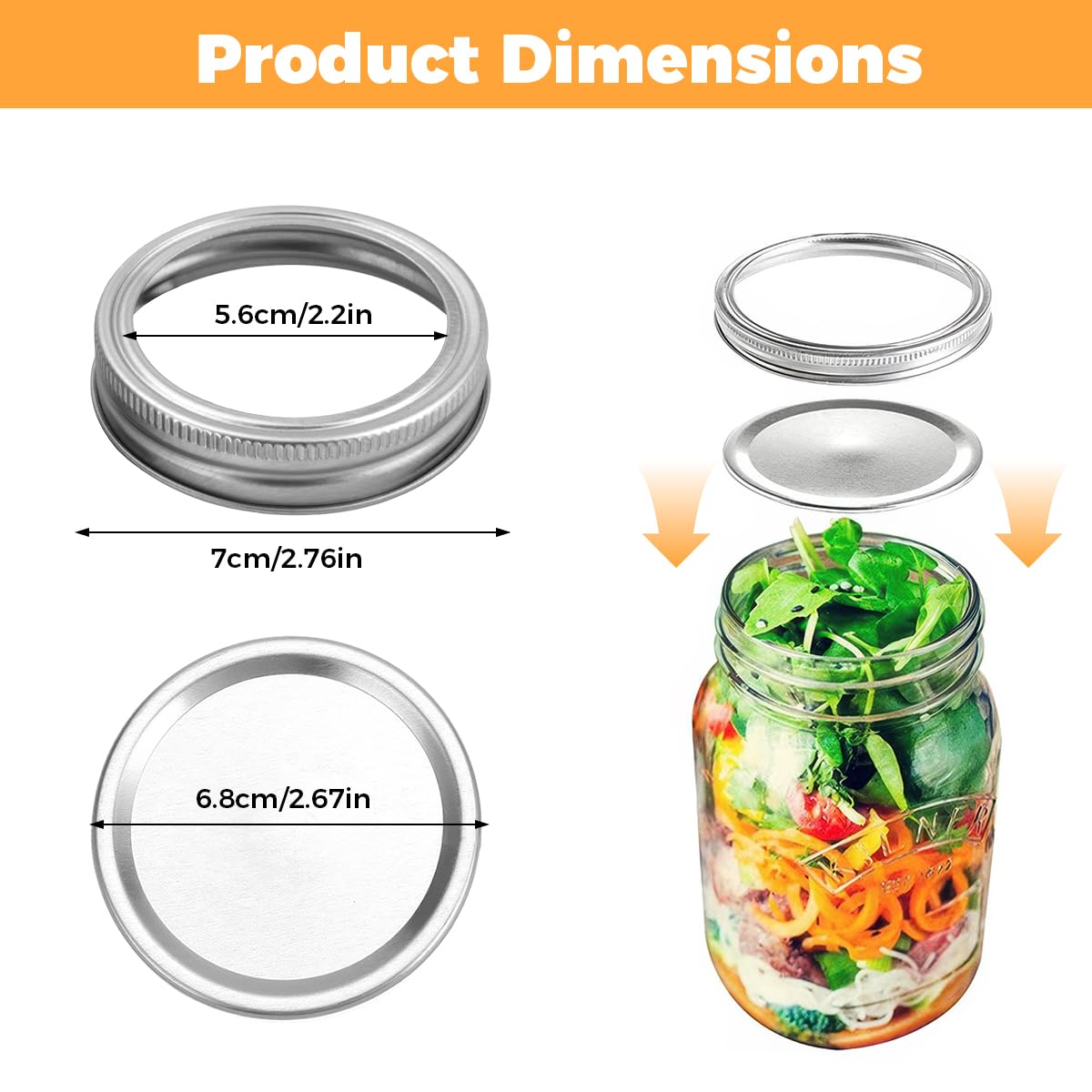 Mason Jar pokrywka 70 mm Mason Jar Regular Mouth szczelna pokrywka wymienna wielokrotnego użytku, słoiki na dżemy, cukierki, puszki na kawę