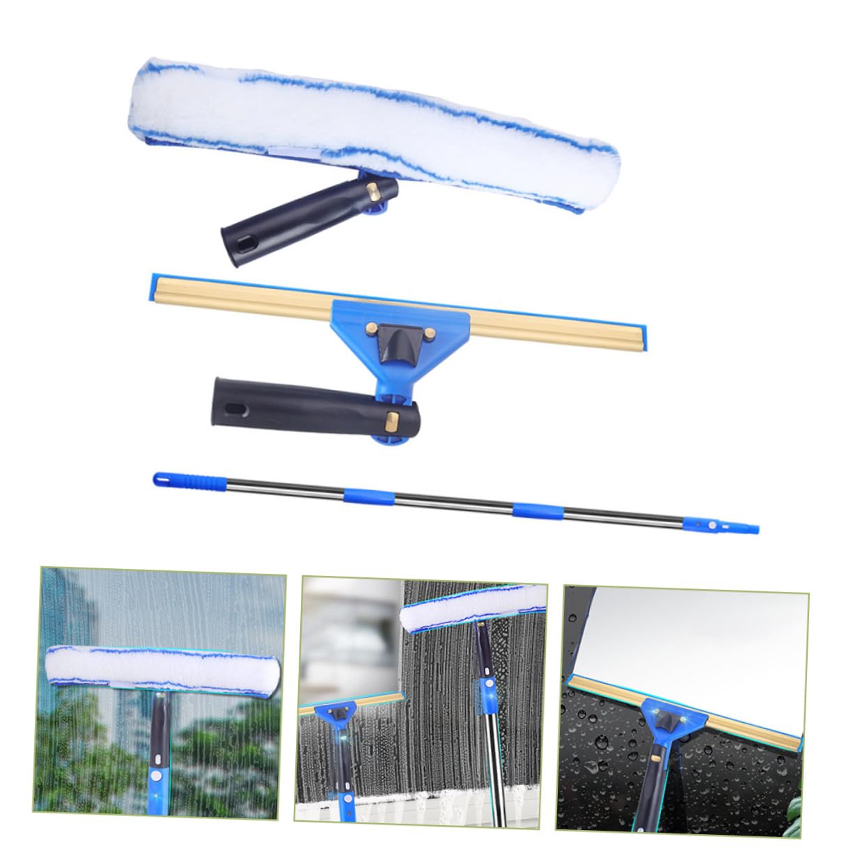 YARNOW Raclette Extensible Microfibre pour Nettoyage de Vitres et Fenêtres avec Manche Ergonomique pour Voitures Douches et Balcons Poignée Antidérapante Confortable