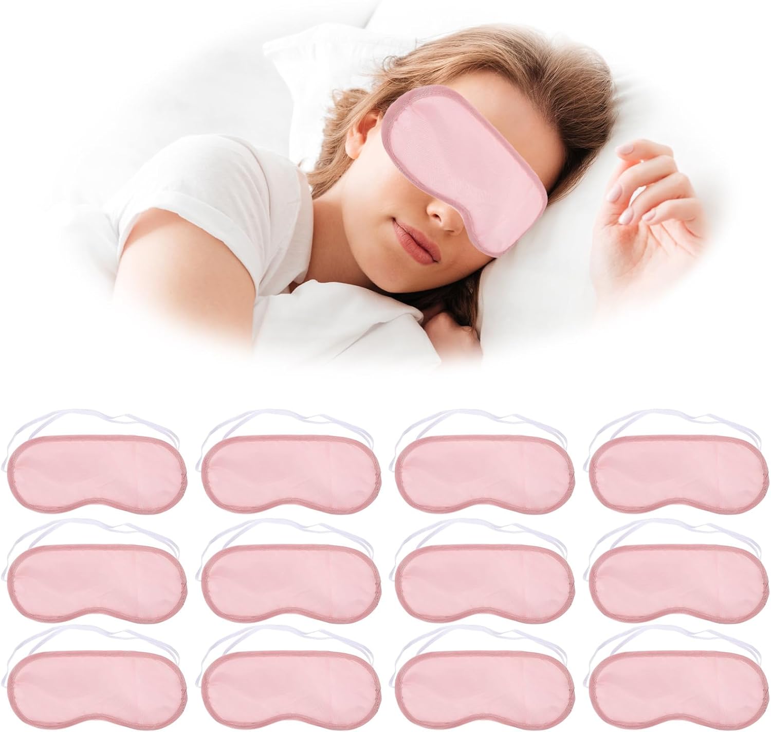 GLEAVI Pink Eye Masks Bulk :16Pcs Night Eye Mask Disposable Blindfolds Eye Cover Comfortable Sleep Masks for Travel Use Eye Blindfold Sleep Masks for Women