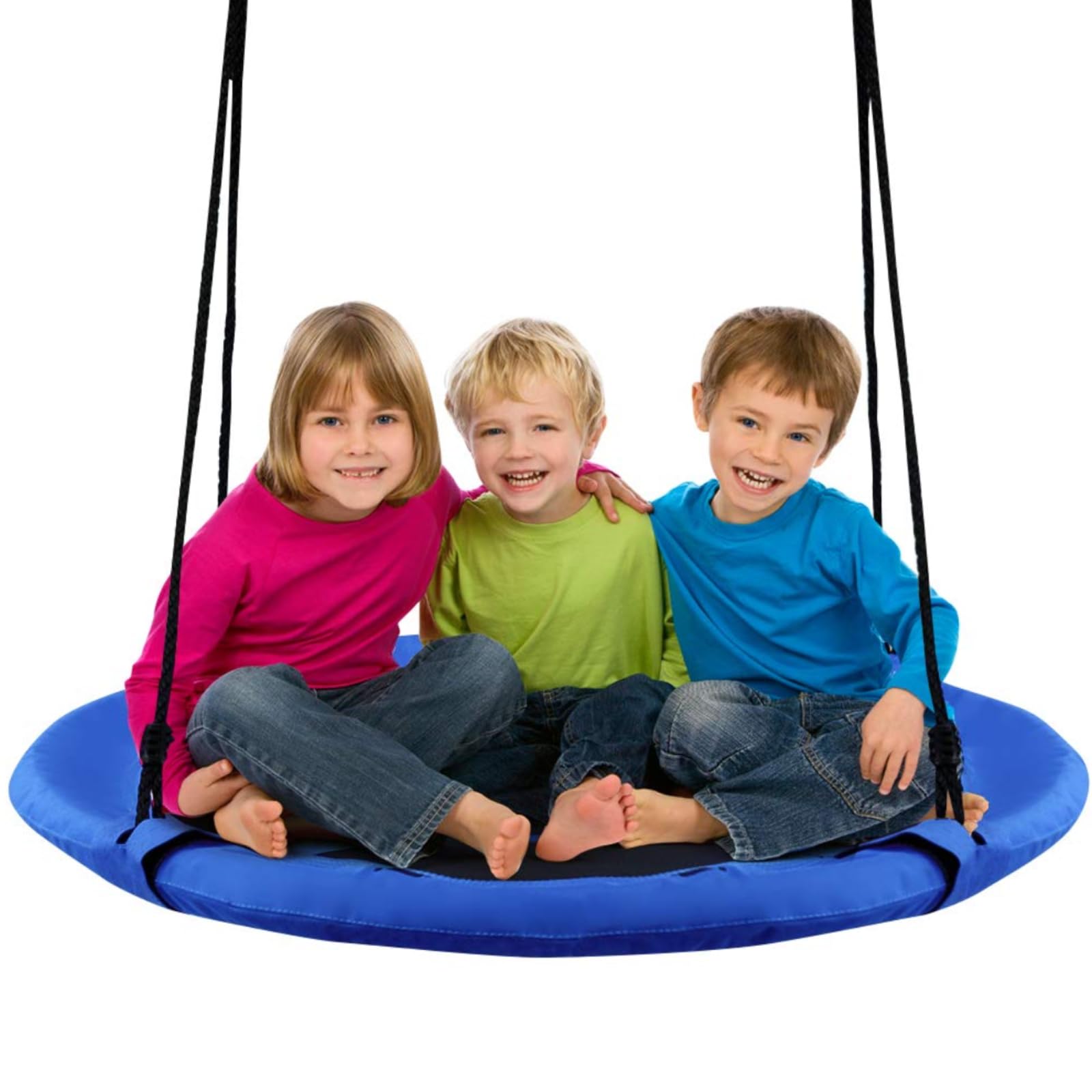 Maxmass 40’’/100cm Kids Nest Swing, Adjustable Hanging Tree Swings for Kids Adults, Outdoor Children Round Swing Seat for Garden Backyard Playground, 150kg Capacity (Blue)