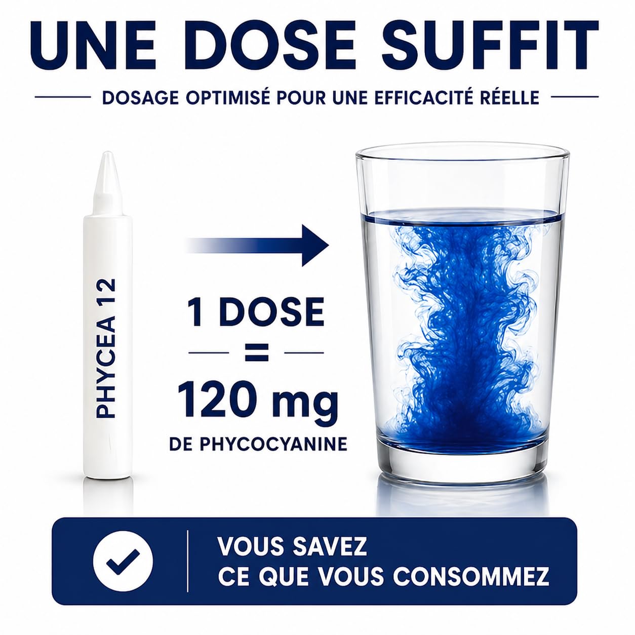 Ficocianina francesa Premium 12000 mg/L – Deporte y rendimiento – Alta concentración – Dosis optimizada – Espirulina azul – 100% natural – Phycéa 12 manzana (manzana)