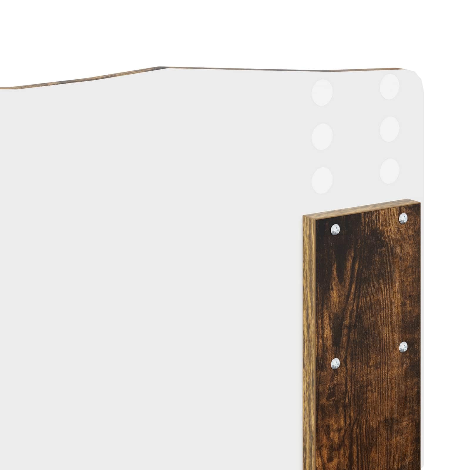 Bettrahmen Geräucherte Eiche aus massivem Kiefernholz 180 x 200 cm Super King Size Bettgestell mit Lattenrost und Kopfteil für Schlafzimmer und Gästezimmer, robust und pflegeleicht