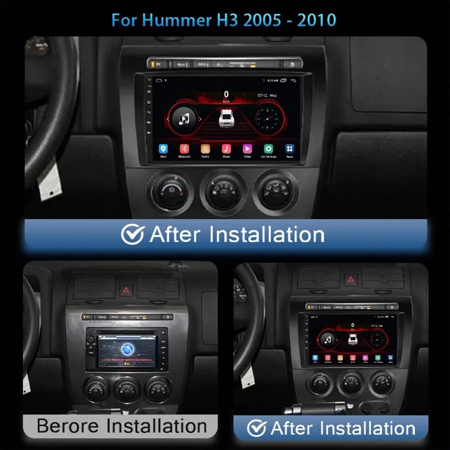 Radio de coche Carplay para Hummer H3 2005-2010 con pantalla HD y cámara de visión trasera 4G+64G 2