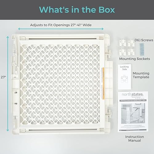 Miniatura 7 de Toddleroo by North States Puerta de bebé para escaleras puerta segura para escaleras. Se adapta a aberturas de 27 a 41 pulgadas de ancho. Pestillo