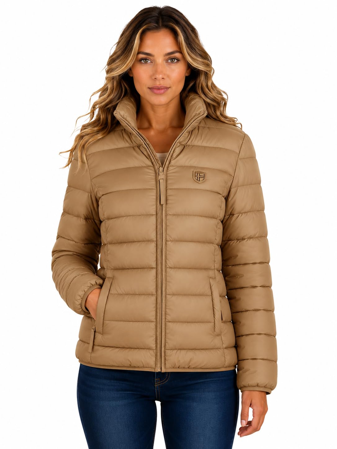 Geographical Norway Atikotal Lady Basic chaqueta mujer acolchada ligera bolsillos laterales parche pecho bandera manga estilo casual urbano invierno