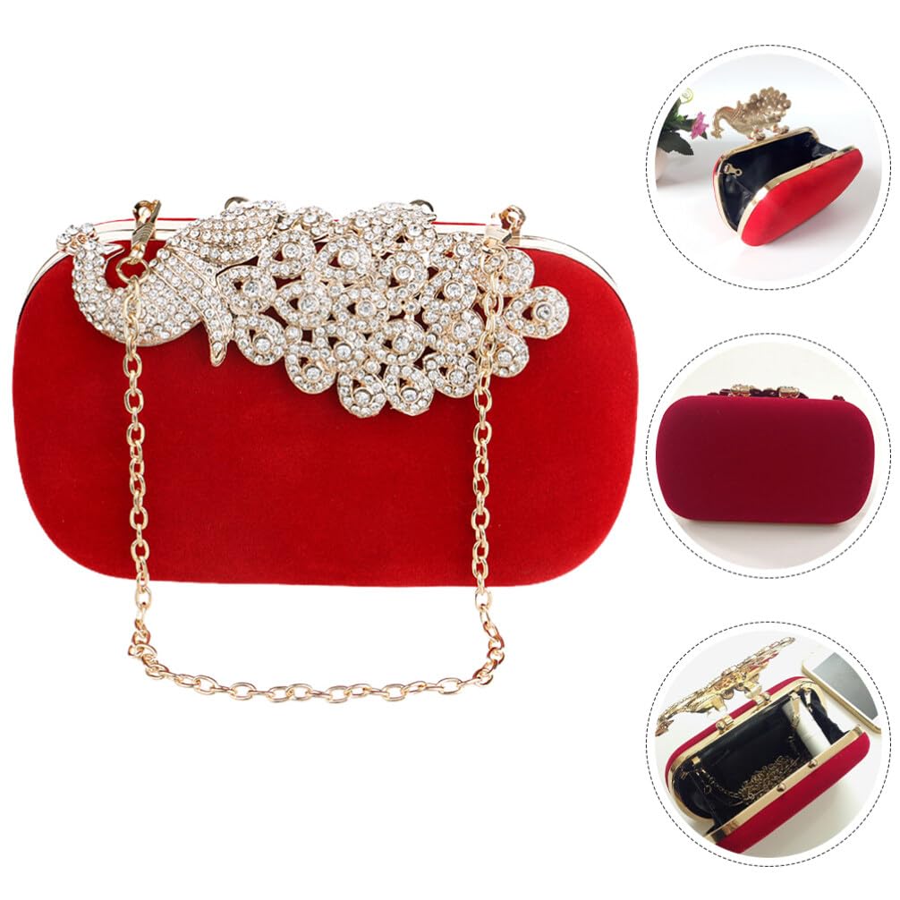 LIFKOME Pochette da Sera con Cristalli Rossi per Donna, Borsa Mano