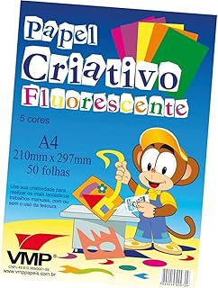 Bloco Para Educacao Artistica Fluorescente A4 50f 90g - Pacote com 01 Unidade V.M.P., Multicor