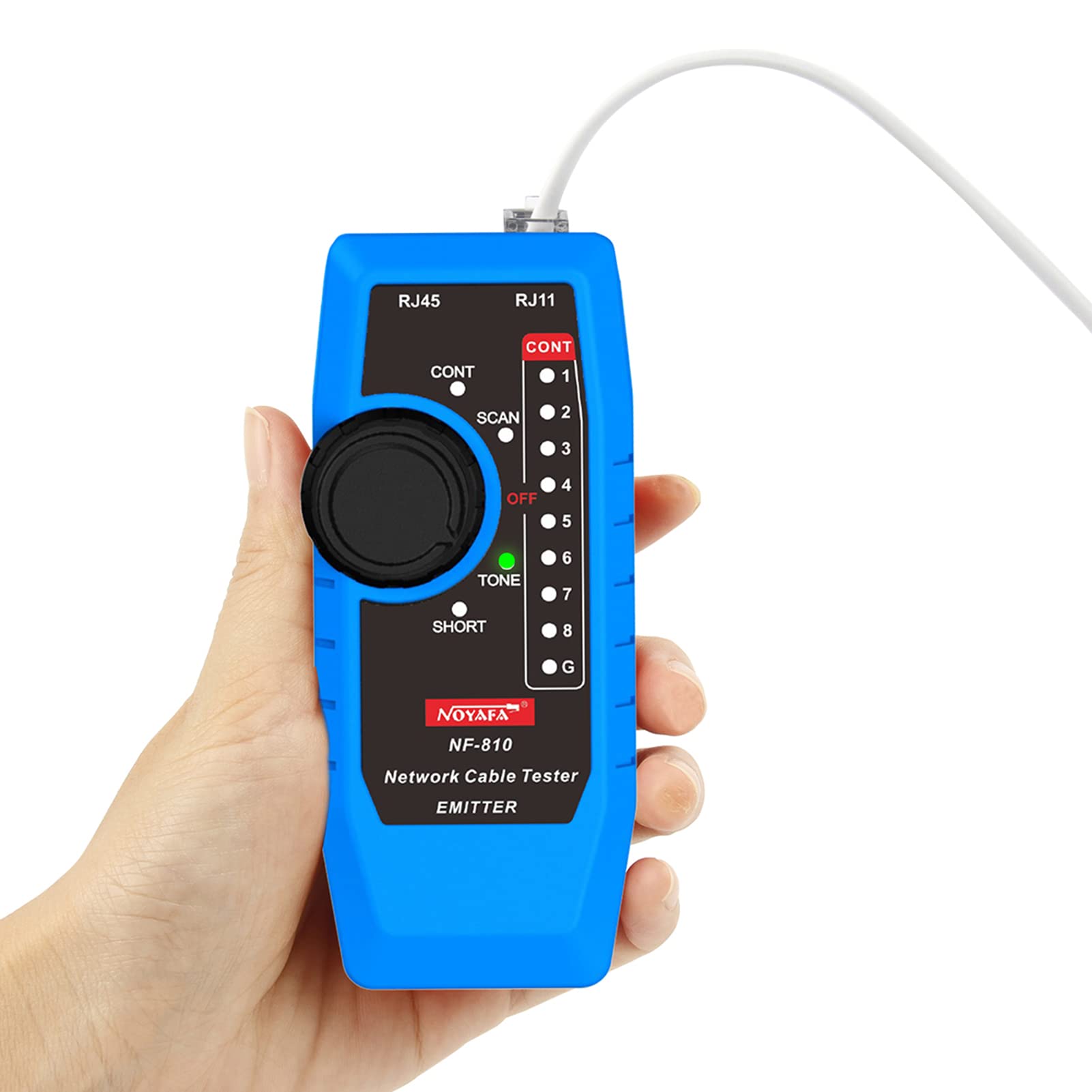NF-810 - Kit tester per cavi di rete per RJ11 RJ45 CAT5 CAT6, cavo LAN multifunzione Wiremap PoE TEL, con custodia per attrezzi per cuffie LED
