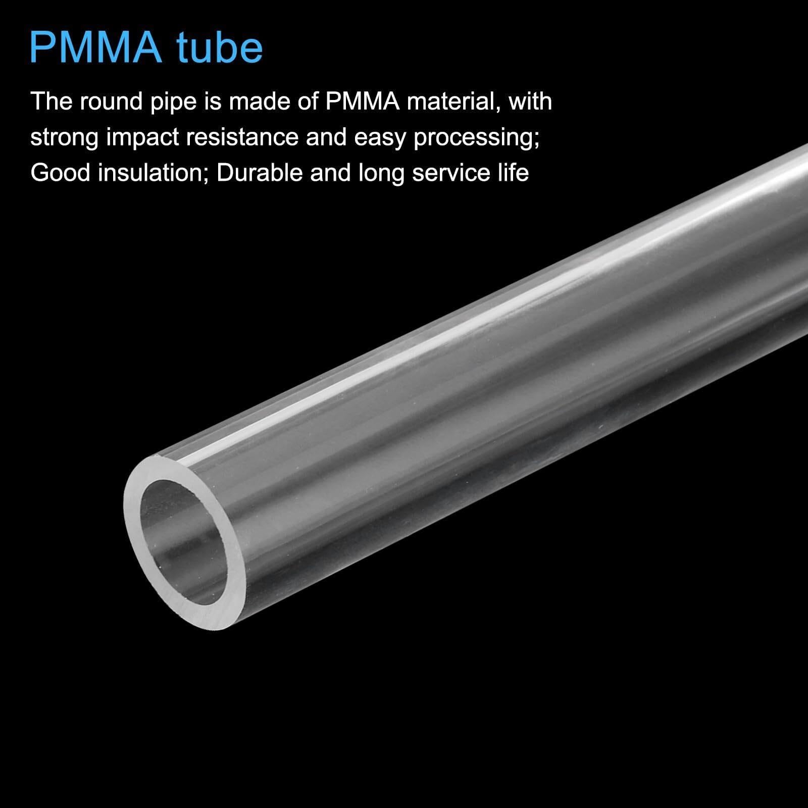 Tubo redondo PMMA transparente 20mm diámetro interior 24mm exterior 25cm
