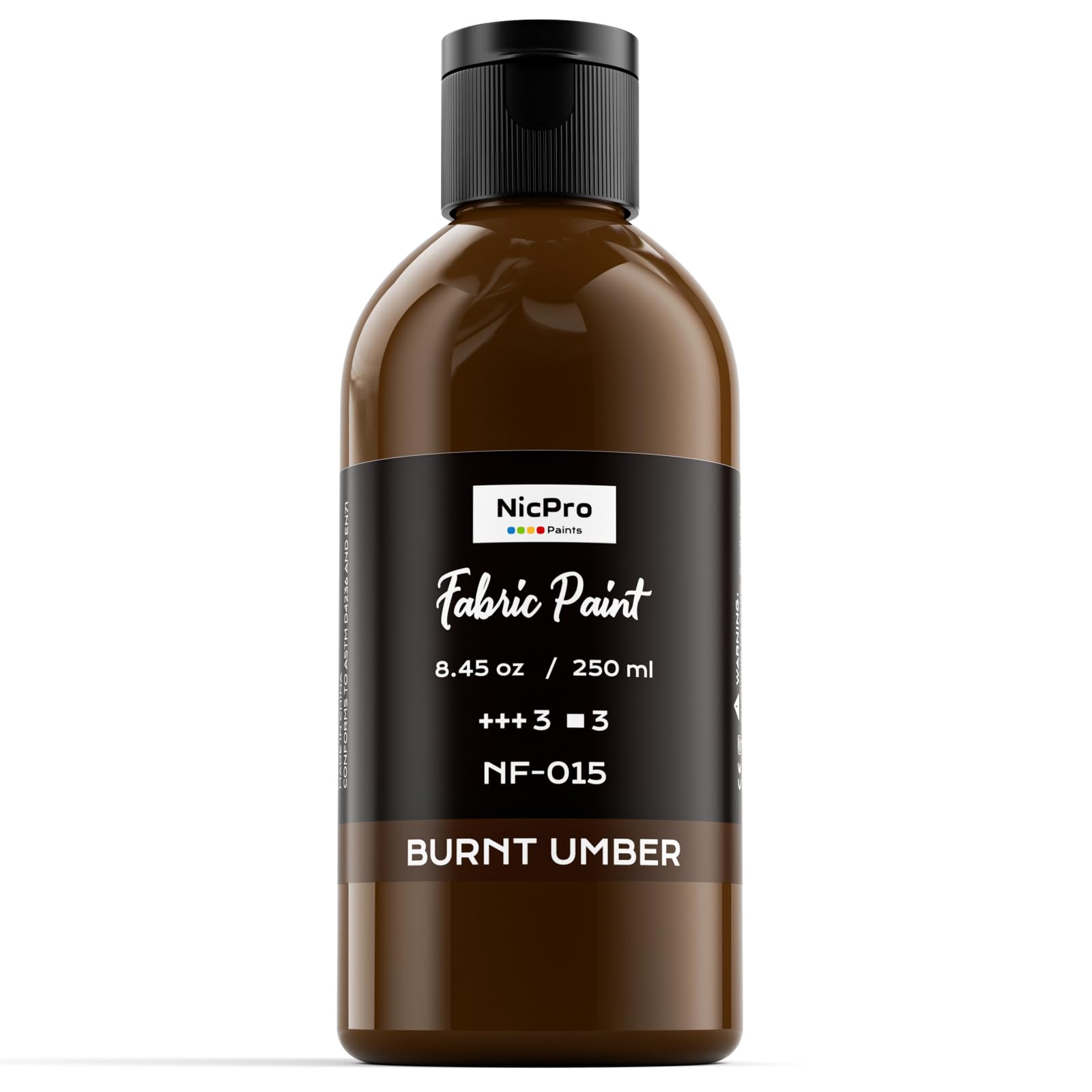 Nicpro Brown Fabric Paint, 8.45 oz (250 ml) Fabric Paint for Clothes Permanent, Clothing Paint for Valentines Decor, DIY T-shirts Jeans Crafts,