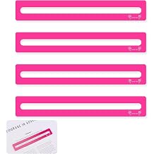 BOXOB 4pcs Mahjong Line Finder, Good Luck Mahjong Card Line Guide Rules Reader Helper Mah Jongg Accessories Gifts for Players Rose Red