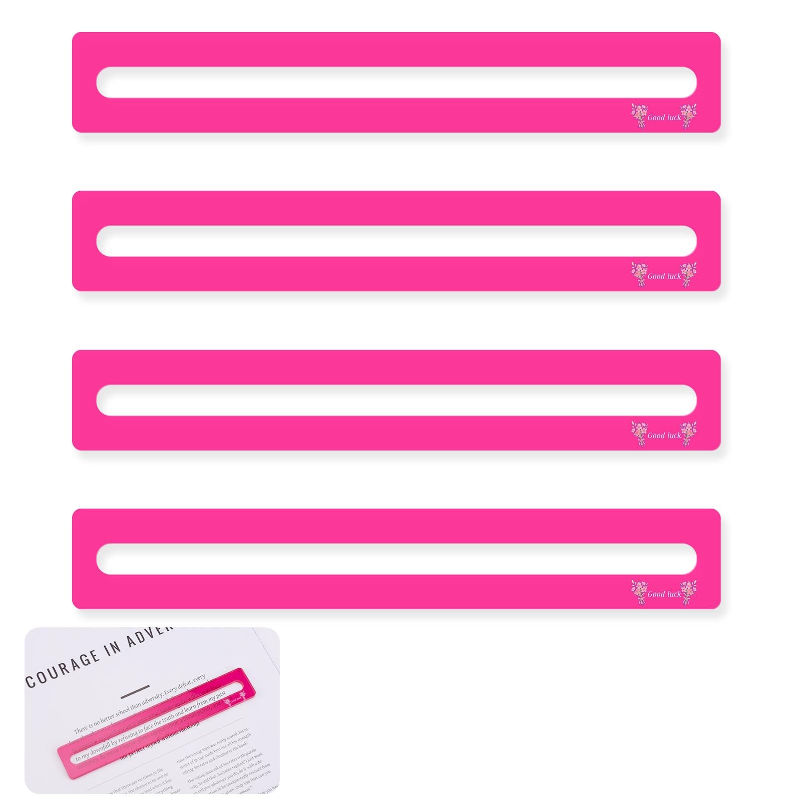BOXOB 4pz Trova Linee Mahjong, Portafortuna Guida Alle Linee Delle Carte Mahjong Aiuto per la Lettura Delle Regole Accessori Regali per Giocatori (Rosa Rossa)