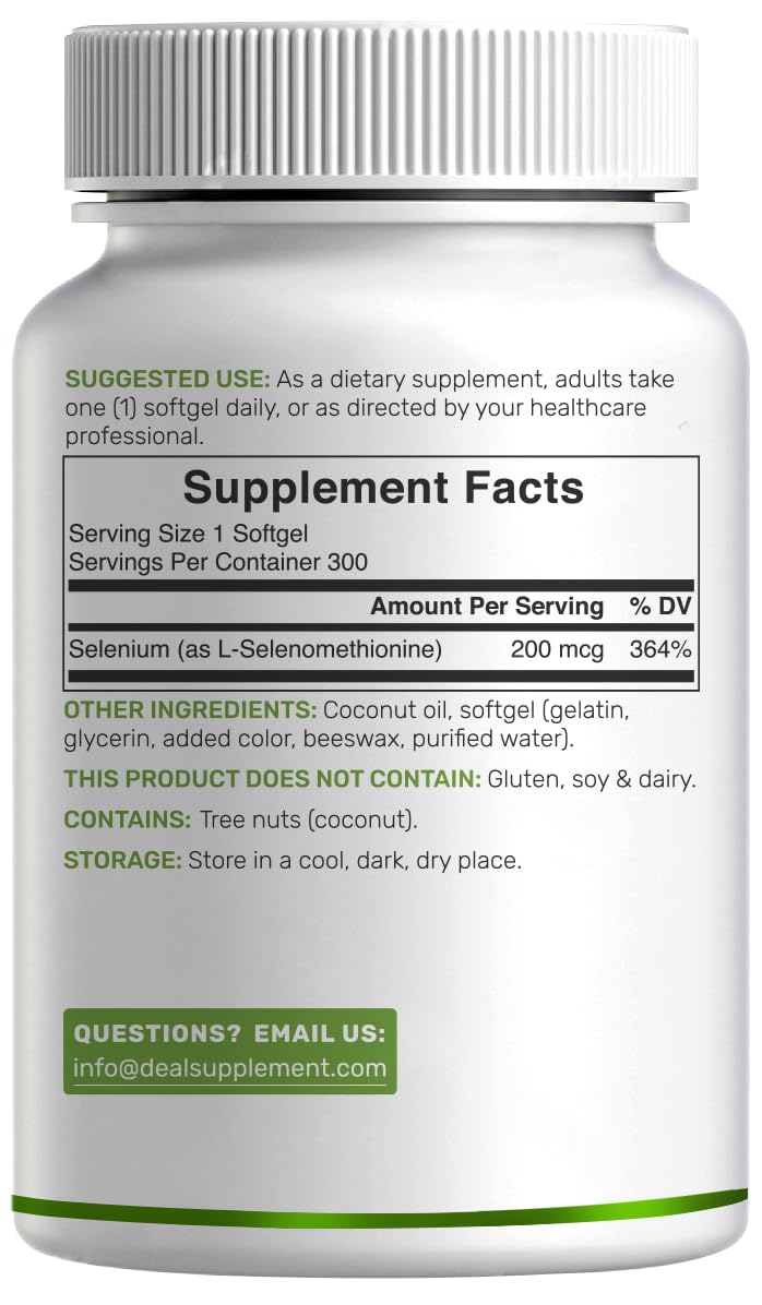 DEAL Supplement Selenium for Women & Men 200mcg Per Serving, 300 Softgels — Amazon image 6