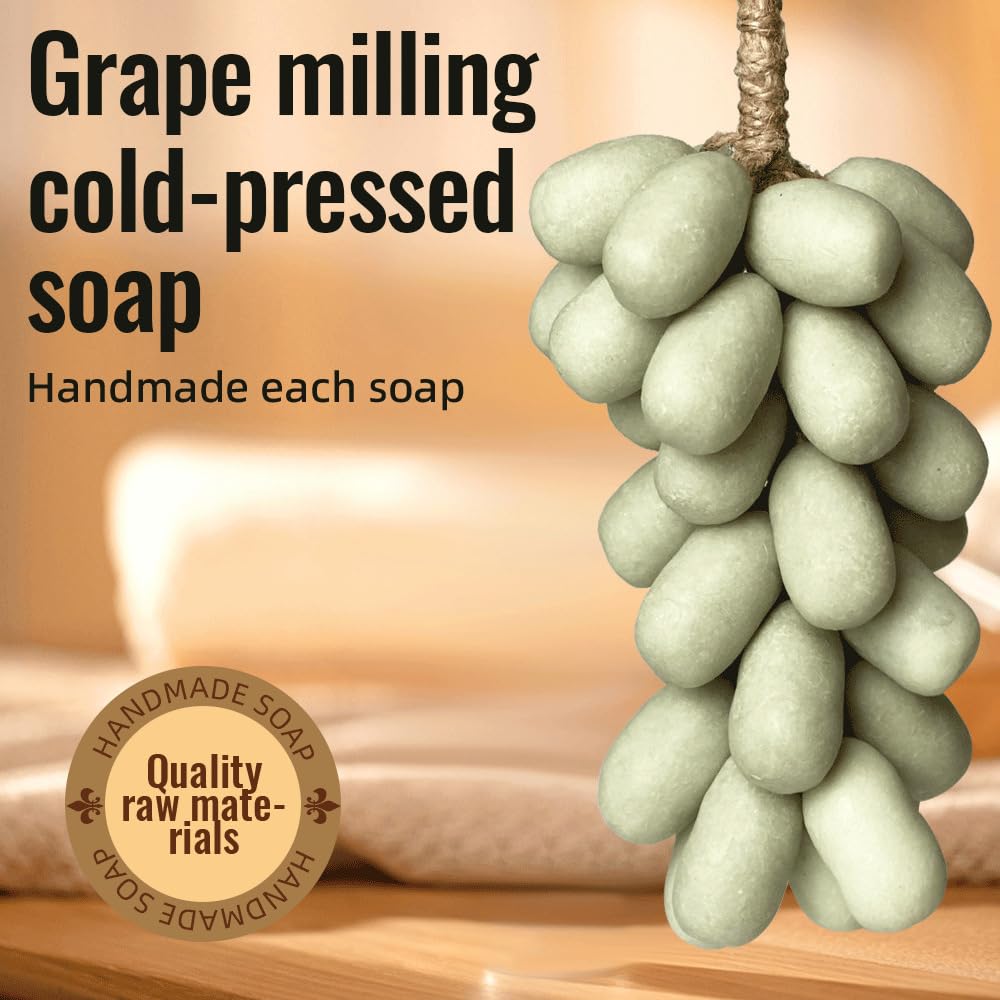 Handcrafted Grape Soap - Cold Process Bath Soap, Handmade with Fresh Vine Grape Essence - Perfect for Skin Hydration (1, Large bunch of crystal grape soap-purple (in sacks))