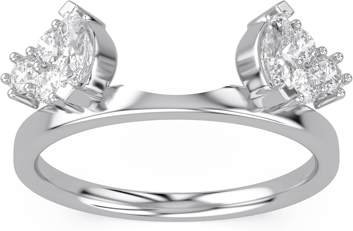 Enhancer Guard Ring for Women Marquise & Round Cubic Zirconia, Lab Created Diamond or Moissanite Stackable Wedding Band In 14k Gold Plated Sterling Silver Jewelry for Her